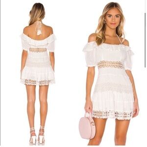 Free People Cruel Intentions white boho crochet lace mini dress, size 12